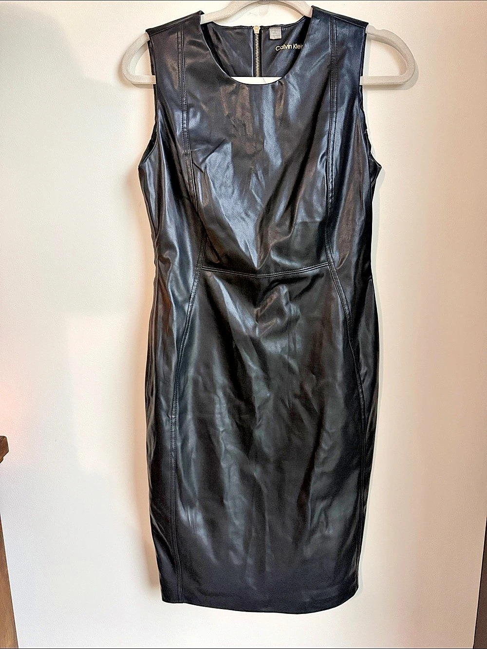 Calvin Klein Faux Leather Sleeveless Mini Dress Size 8